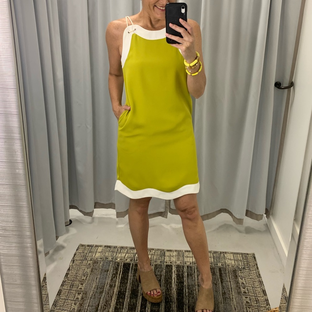 Love this lime green scallop-detailed dress!